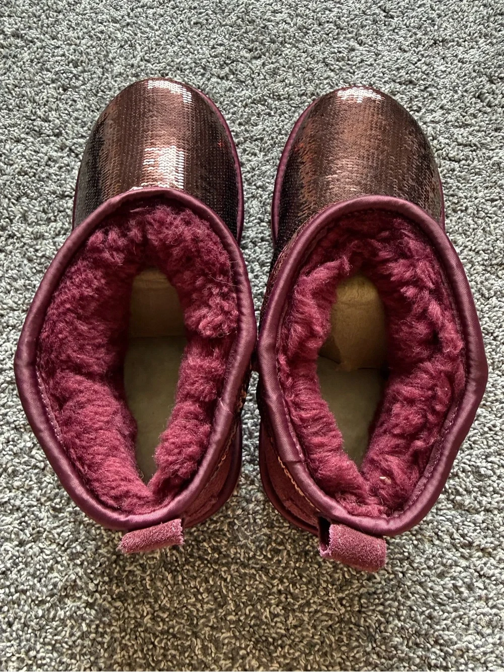 Ugg Classic Ultra Mini Mirror Ball Sequin Booties Wild Grape Size 7